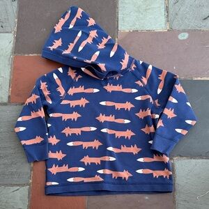 Hanna Anderson long sleeve hoodie fox shirt navy and orange 90cm/US 3